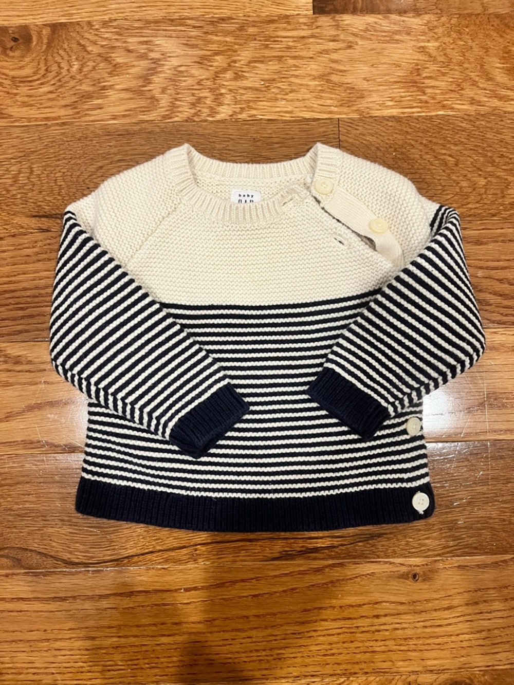 NWOT - GAP Cream and Navy Striped Crewneck Sweater